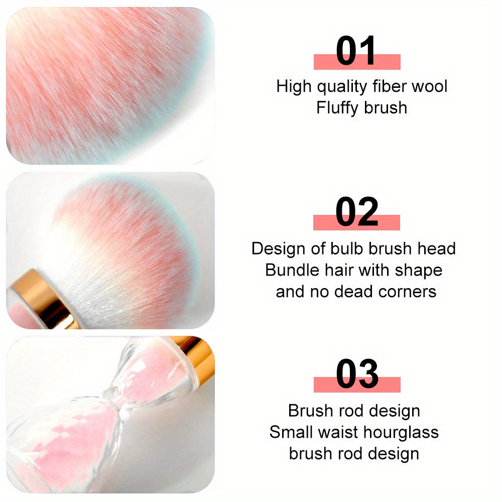 Pinceau à poussière pour ongles, manche en forme de sablier, pour enlever la poudre, brosse douce pour manucure et accessoires pour ongles en gel