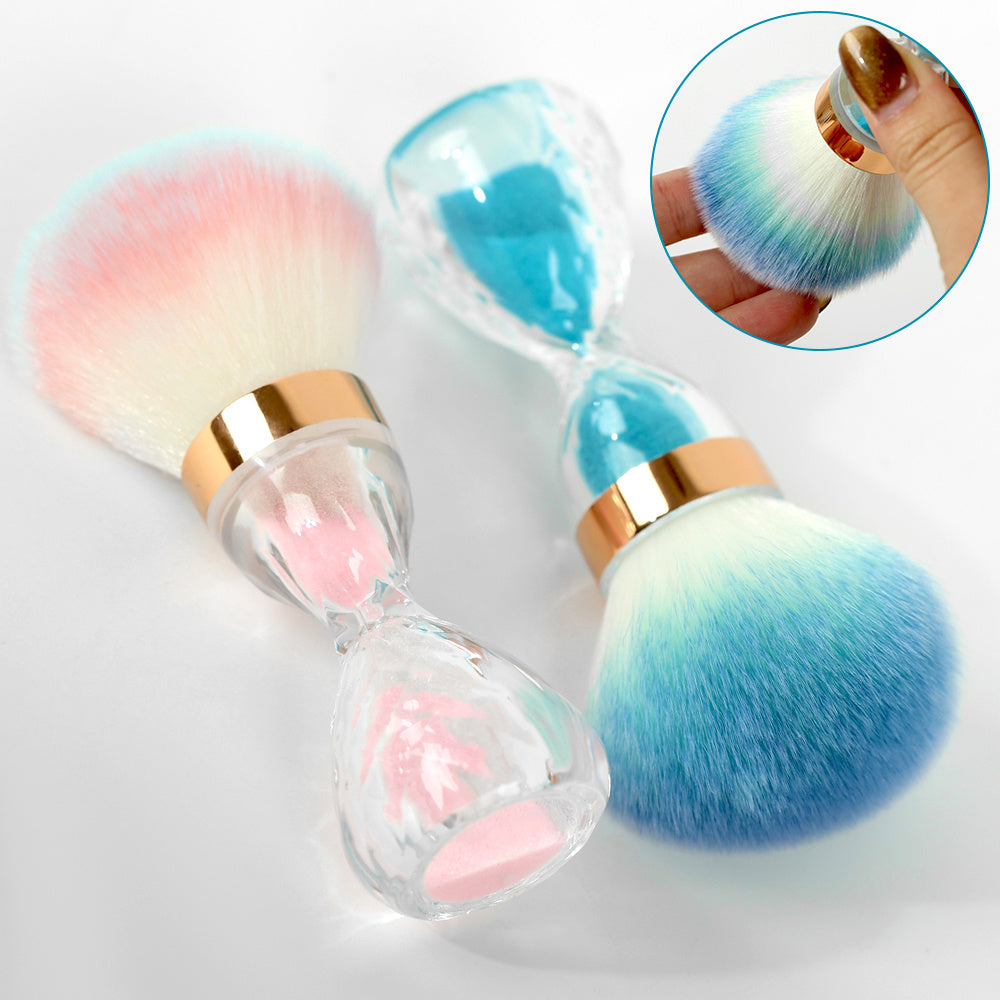 Pinceau à poussière pour ongles, manche en forme de sablier, pour enlever la poudre, brosse douce pour manucure et accessoires pour ongles en gel
