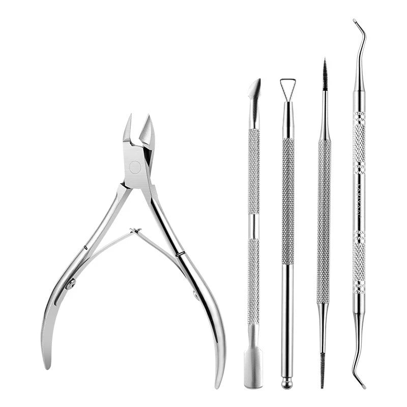 Ensemble d'outils professionnels en acier inoxydable pour la manucure - Lime, vernis et soin des cuticules
