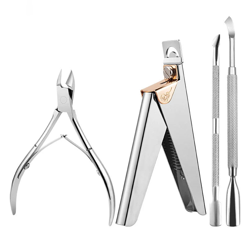 Ensemble d'outils professionnels en acier inoxydable pour la manucure - Lime, vernis et soin des cuticules