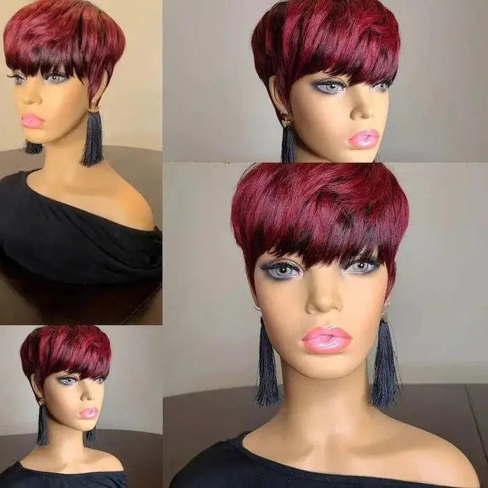Perruque synthétique WIGERA Highlight, coupe pixie courte et lisse, style bob, mélange miel doré et noir, pour femme