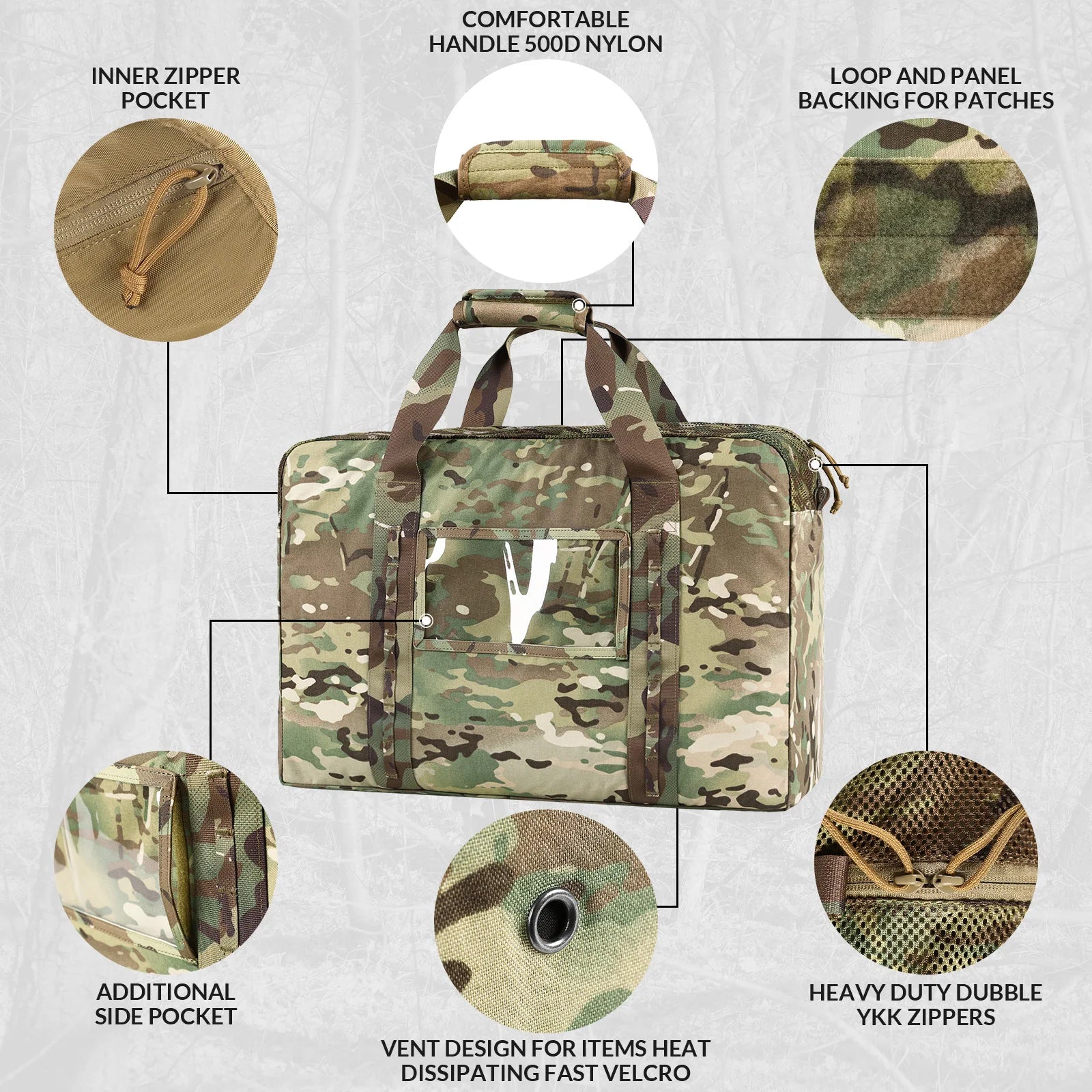 Sac de voyage militaire, sac de voyage extra large et ultra-résistant de 52 L pour l'armée, sac de voyage tactique pour le tir, le camping, la randonnée et les voyages.