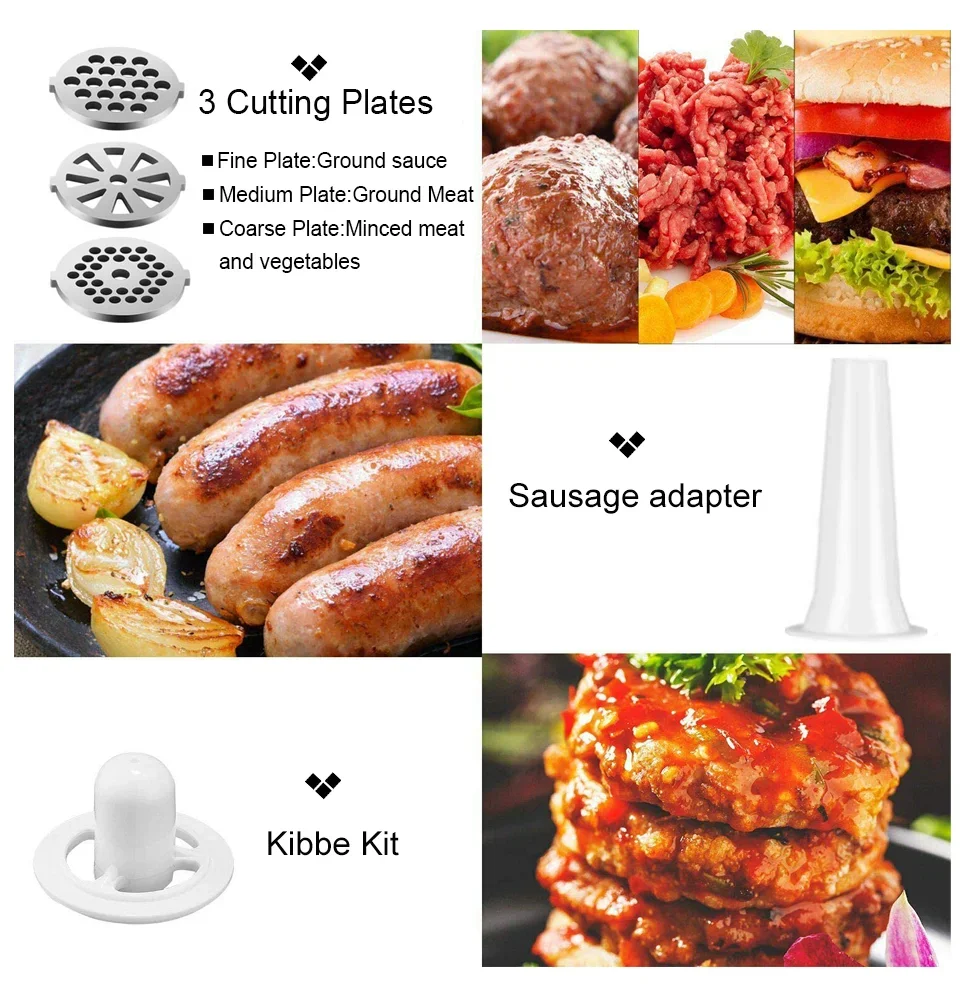Electric Meat Grinder Powerful Max 2800W Heavy Duty Meat Mincer Sausage Grinder Stainless Steel Food Processor Sausage Stuffer