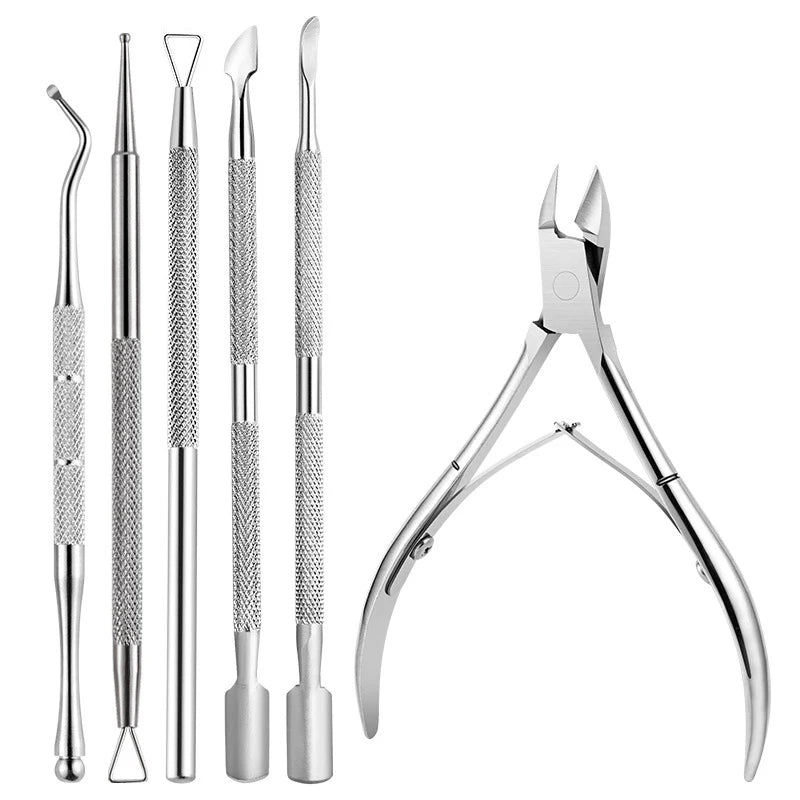 Ensemble d'outils professionnels en acier inoxydable pour la manucure - Lime, vernis et soin des cuticules