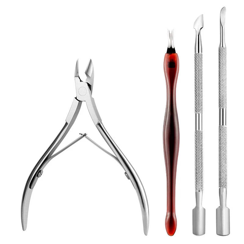 Ensemble d'outils professionnels en acier inoxydable pour la manucure - Lime, vernis et soin des cuticules