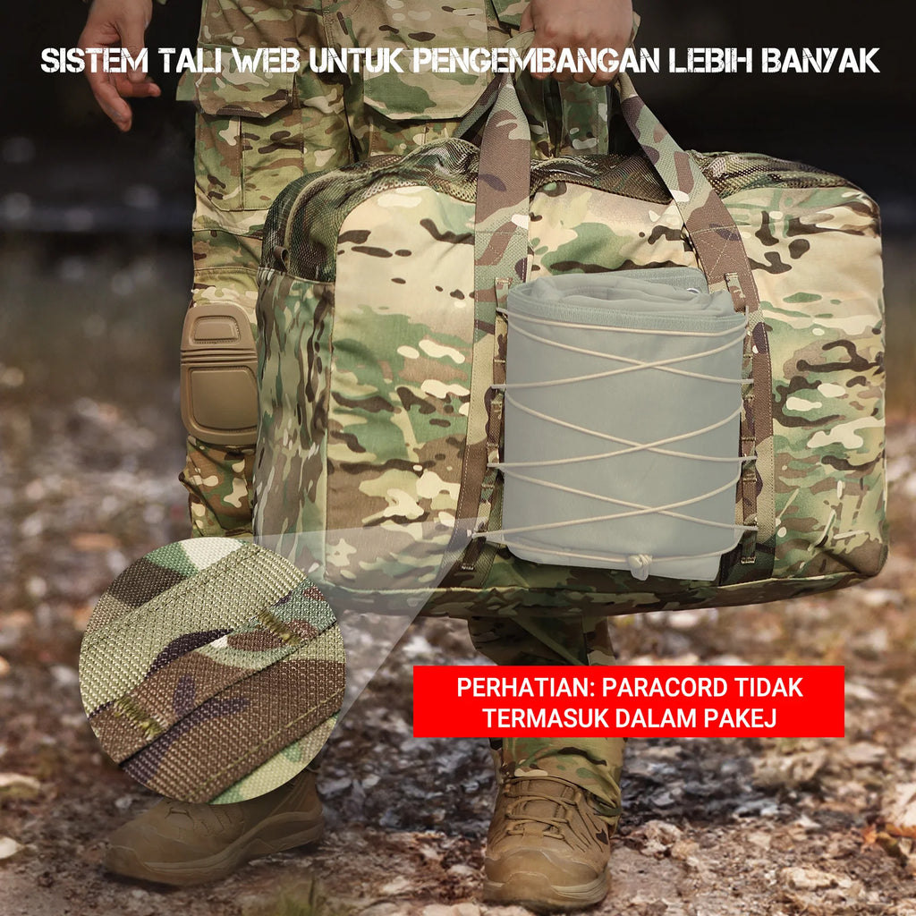 Sac de voyage militaire, sac de voyage extra large et ultra-résistant de 52 L pour l'armée, sac de voyage tactique pour le tir, le camping, la randonnée et les voyages.