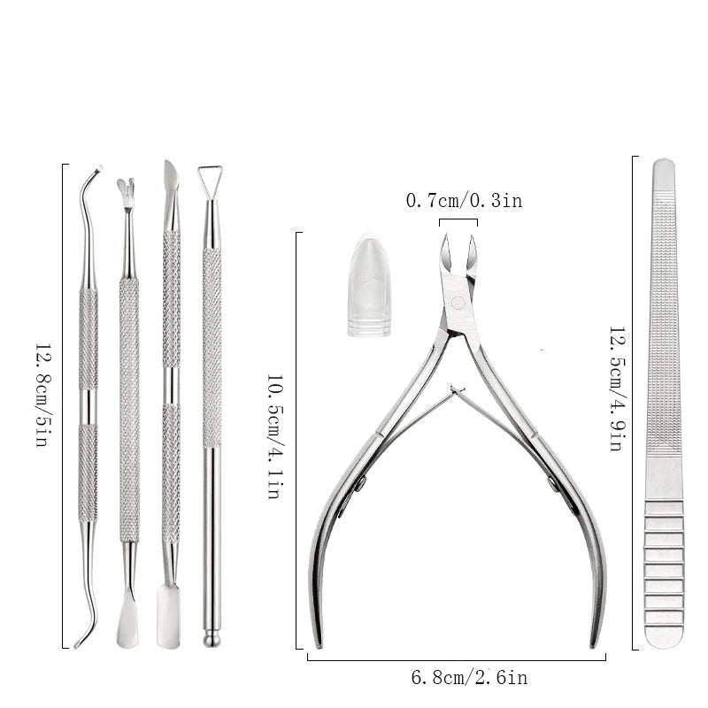 Ensemble d'outils professionnels en acier inoxydable pour la manucure - Lime, vernis et soin des cuticules
