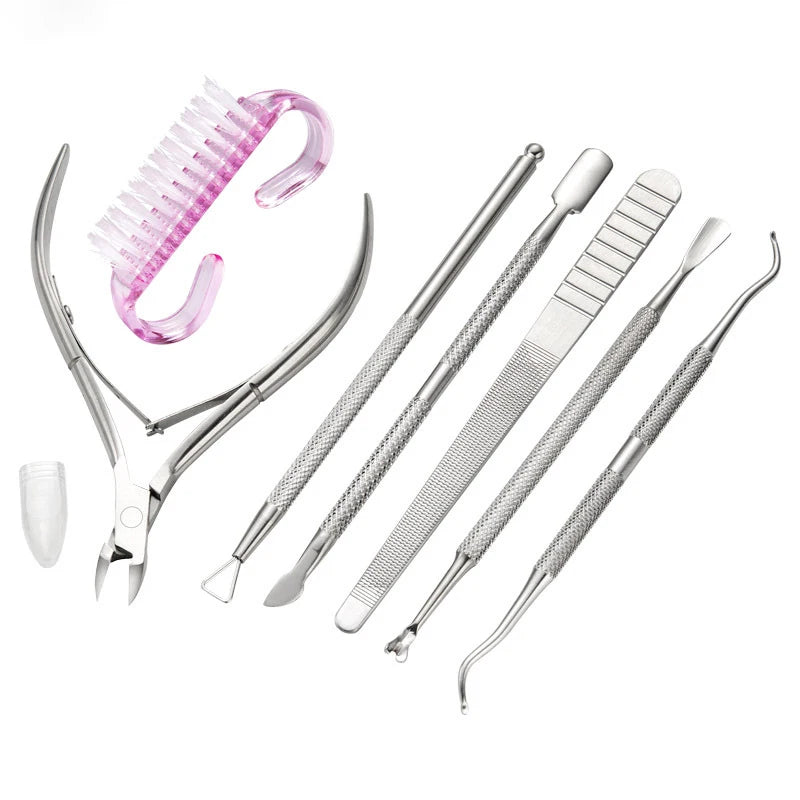 Ensemble d'outils professionnels en acier inoxydable pour la manucure - Lime, vernis et soin des cuticules
