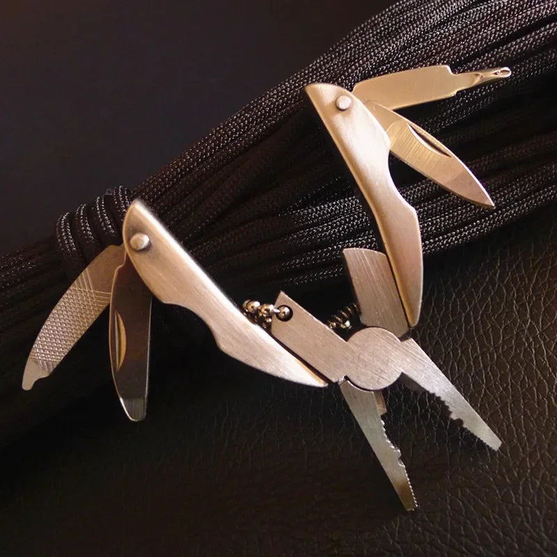 Pince multifonction compacte pliable en acier inoxydable - Kit porte-clés EDC