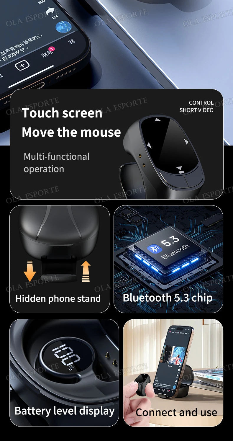 New Smart Ring Multi-Functional Rings Remote Control 5.3 BT Page Scrolling Video Flipping Auto-Like, Take Photos For Smartphones