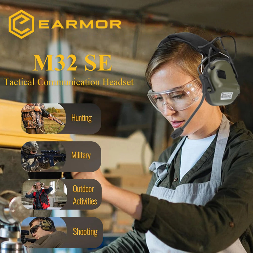 EARMOR M32 SE Tactical Headset - Electronic Noise Reduction for Shooting & Hunting