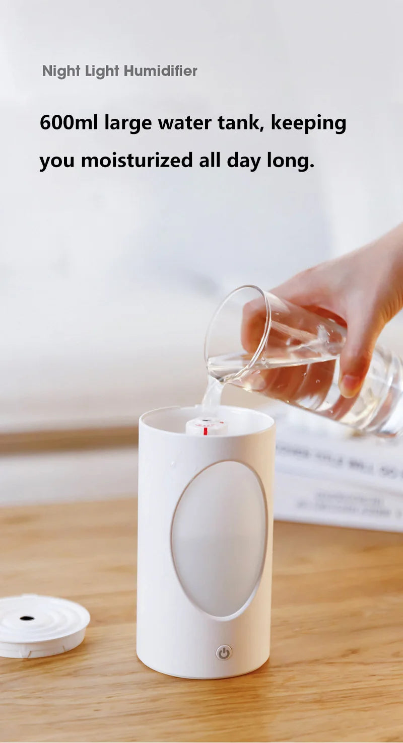 Diffuseur d'arômes portable 600 ml - Humidificateur sans fil avec lumières LED