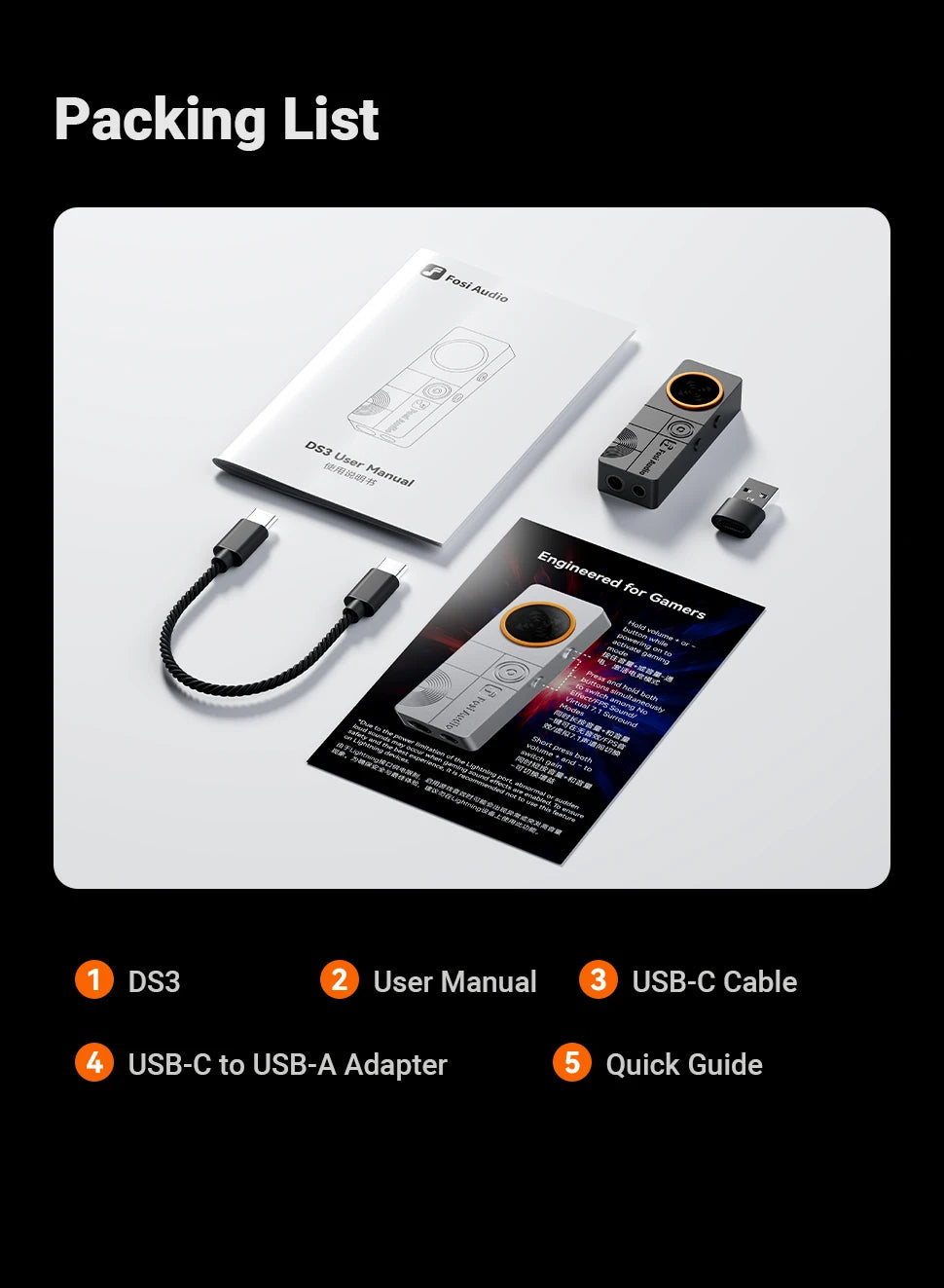 Amplificateur casque Hi-Fi portable Fosi Audio DS3 DAC avec dongle DAC XMOS XU316 DSD512 et sortie jack symétrique 4,4 mm/3,5 mm.