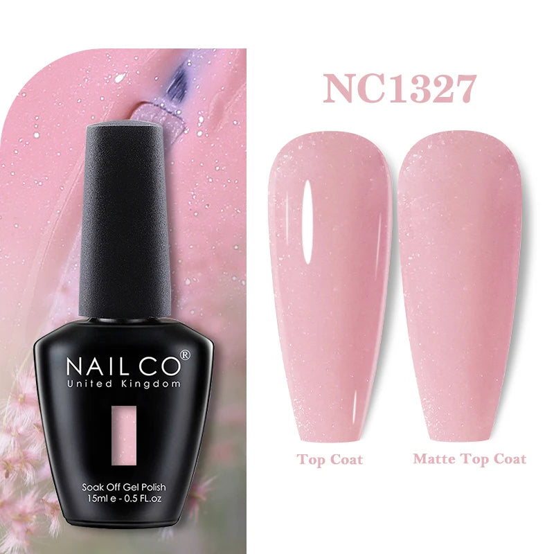 Vernis à ongles gel NAILCO 283 couleurs, base et top coat, semi-permanent, UV, pour nail art et manucure hybride.