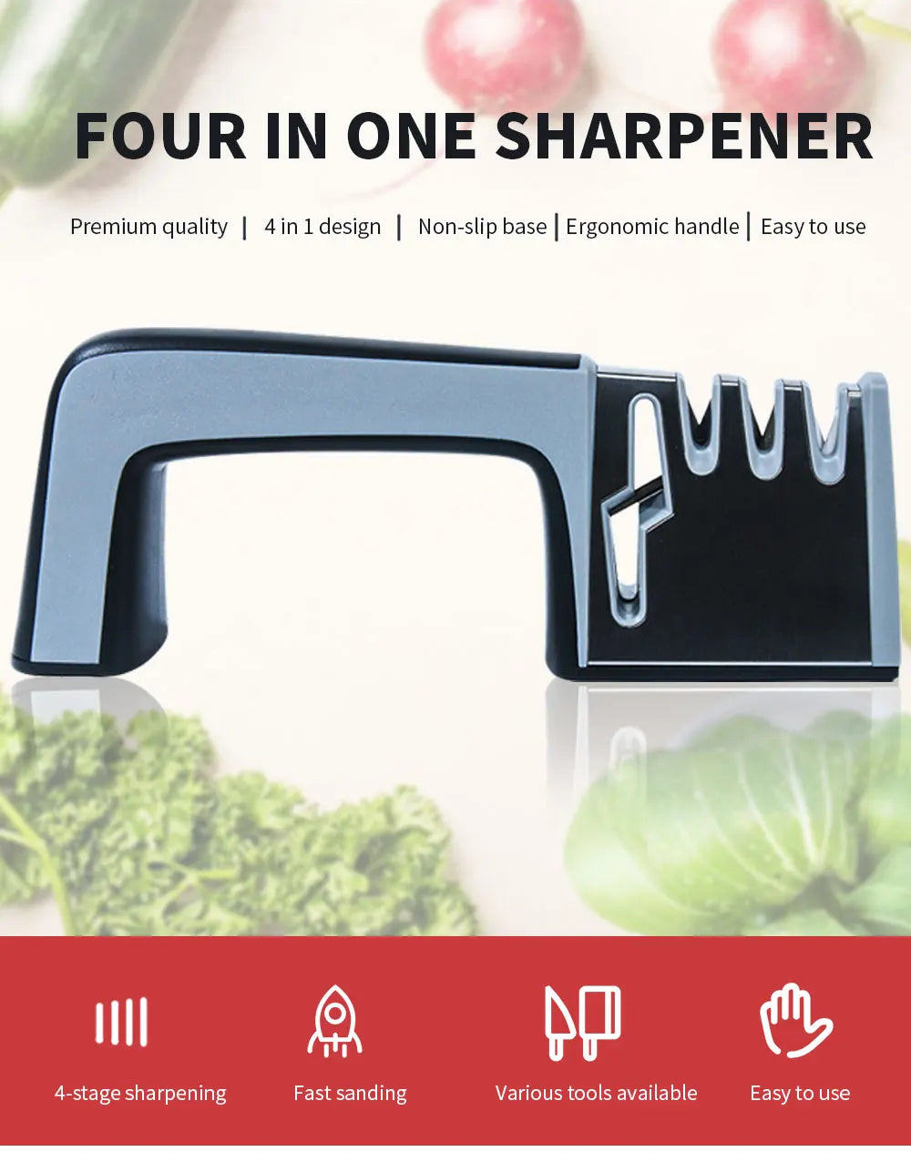 Outil d'affûtage quatre en un, pour une lame plus tranchante et plus efficace, accessoire de cuisine