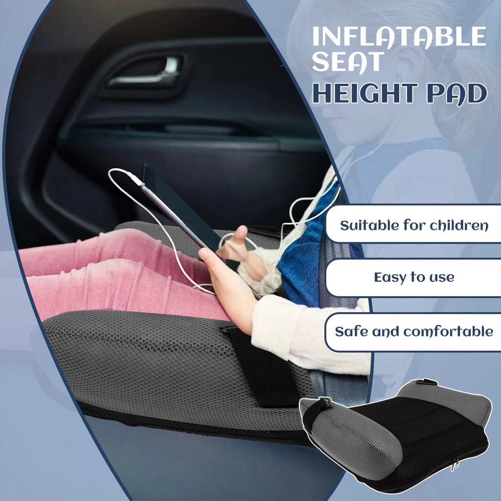 Kids Booster Seat Portable PVC Comfort Child Car Cushion Inflatable Travel Backless Space Saving Easy Fold With Bag
