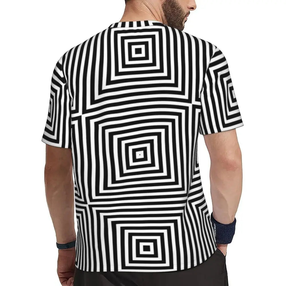Gym T-Shirt Mondrian Line - Colorful Plaid Y2K Retro Graphic Tee