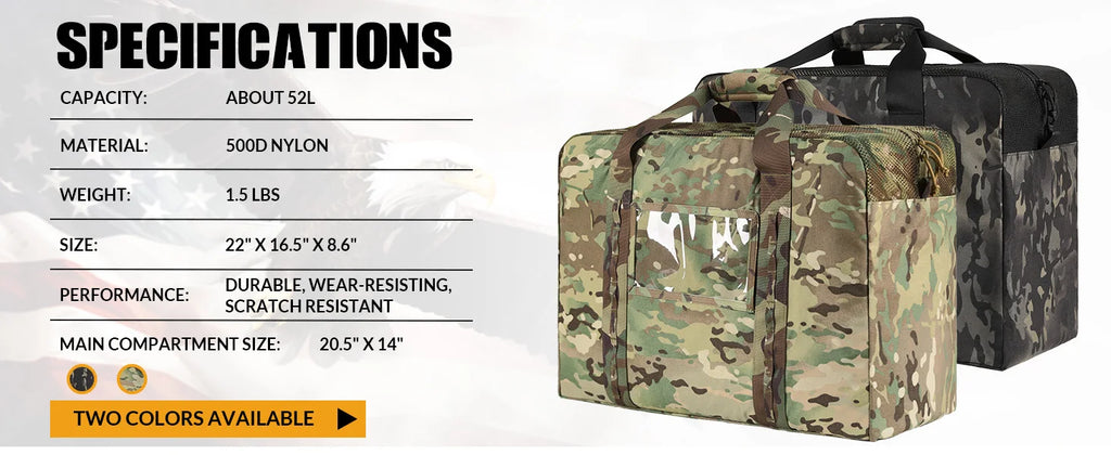 Sac de voyage militaire, sac de voyage extra large et ultra-résistant de 52 L pour l'armée, sac de voyage tactique pour le tir, le camping, la randonnée et les voyages.