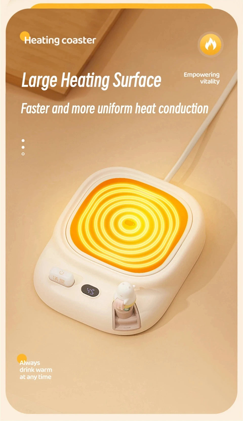 25W Coffee Mug Warmer Cup Heater Electric Hot Plate 4 Temperature Settings Warmer Cup Coaster for Tea Milk Water Heating Pad