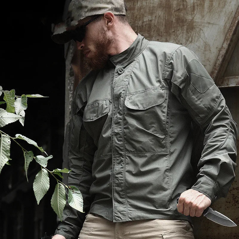 Military Tactical Long Sleeve Shirt - Multi-Pocket Camouflage Cargo Jacket