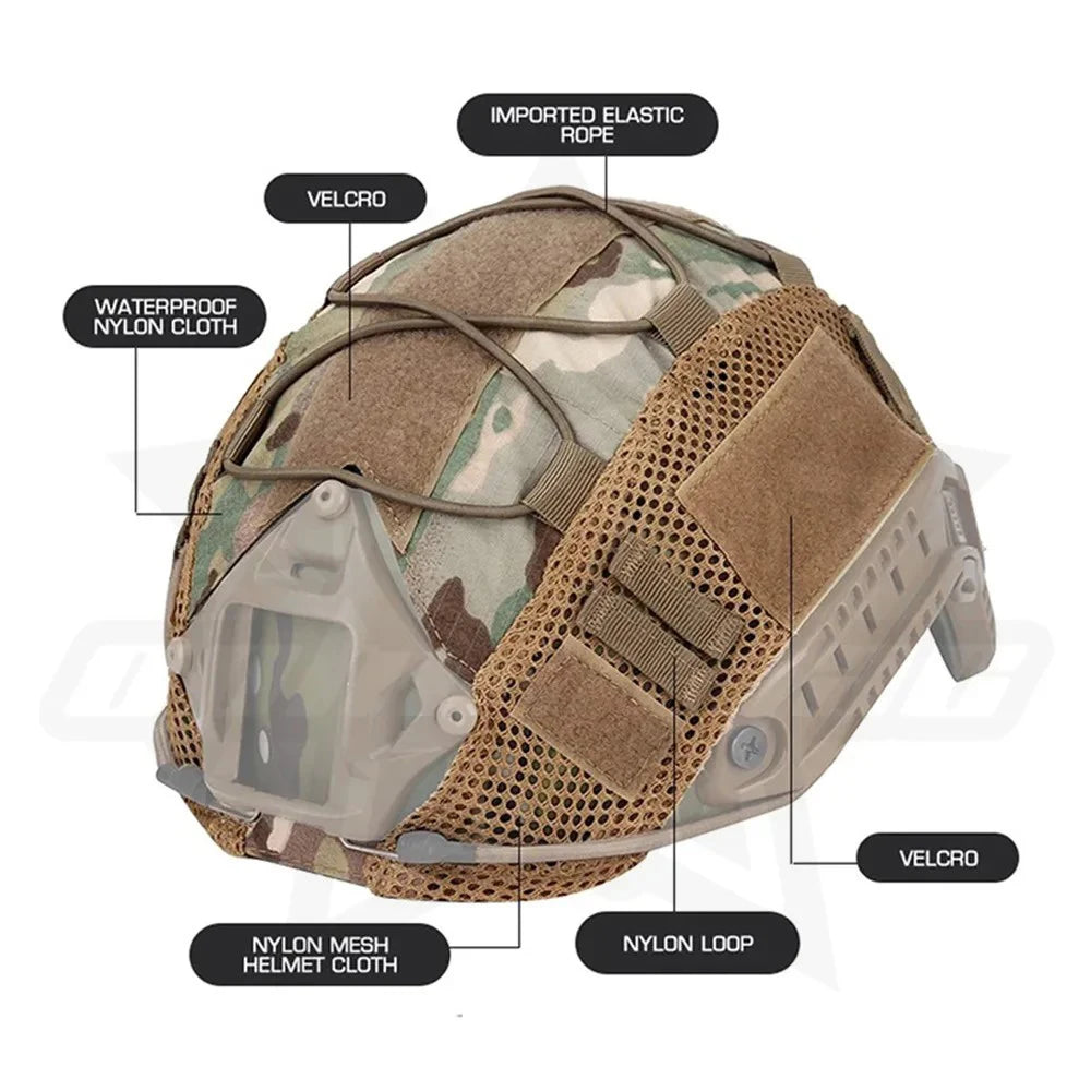Tactical Helmet Cover - Multi-Camo Fast Helmet Cover for Airsoft & Paintball