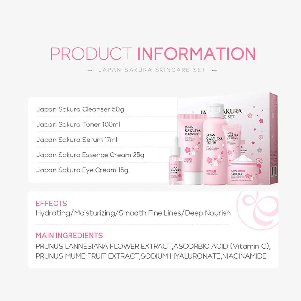 Sakura Skin Care Set - Complete Cleansing & Moisturizing Collection