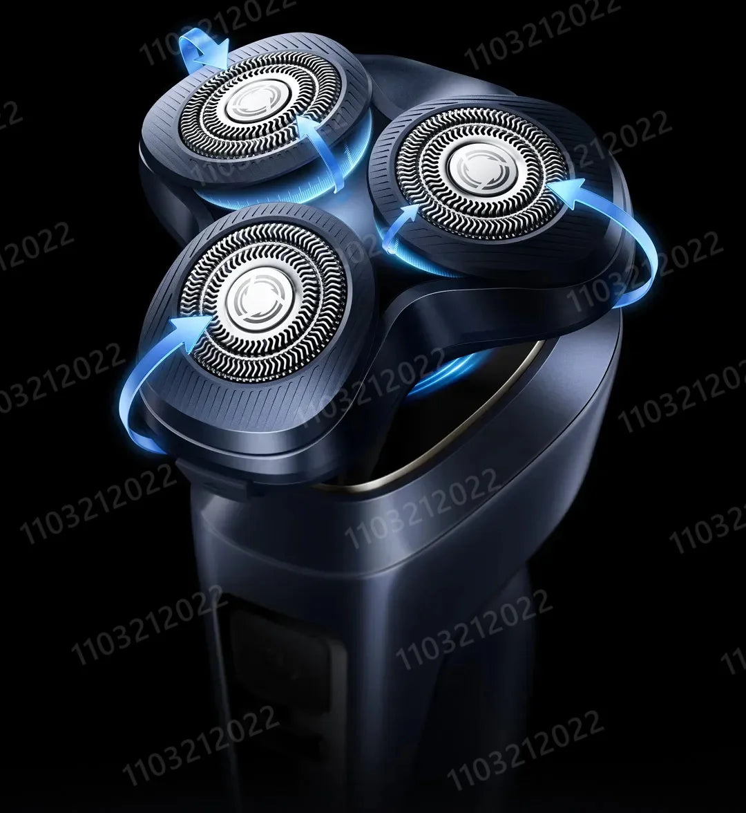 Rasoir électrique Xiaomi Pro avec tondeuse à barbe, utilisable sur peau sèche ou humide, étanche, écran couleur dynamique, rasage complet à 360°, autonomie de 90 jours.