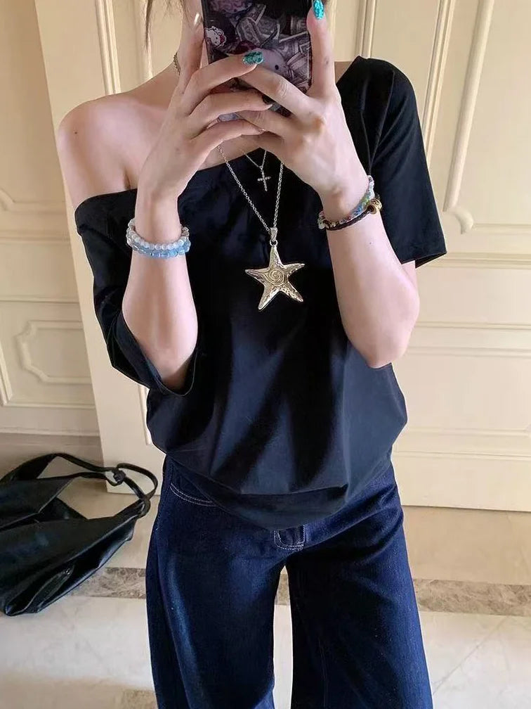 Off Shoulder T-Shirt Women - Sexy Korean Trendy Street Style Top