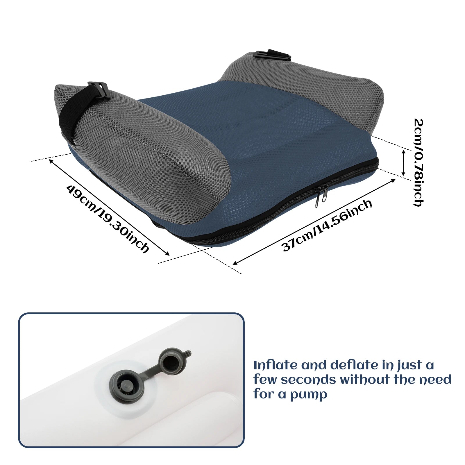 Kids Booster Seat Portable PVC Comfort Child Car Cushion Inflatable Travel Backless Space Saving Easy Fold With Bag