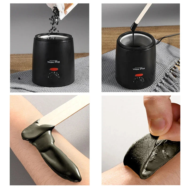 200ML Waxing Kit - Women Men Hard Wax Melt Warmer Kit for Hair Removal-Suitable for Full Body Hair Removal on Sensitive Skin