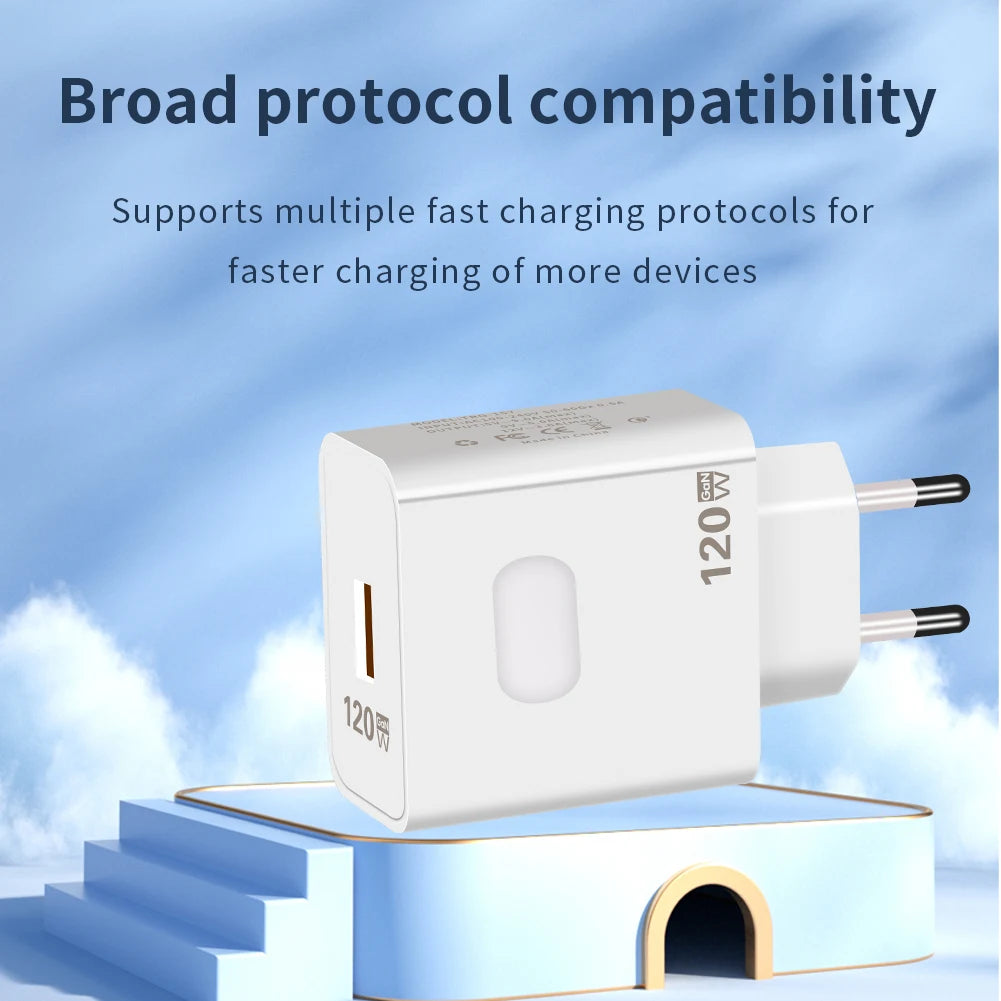 Chargeur USB GaN à charge rapide Quick Charge 3.0, câble Type C, adaptateur pour téléphone portable compatible iPhone, Huawei, Samsung et Xiaomi 14