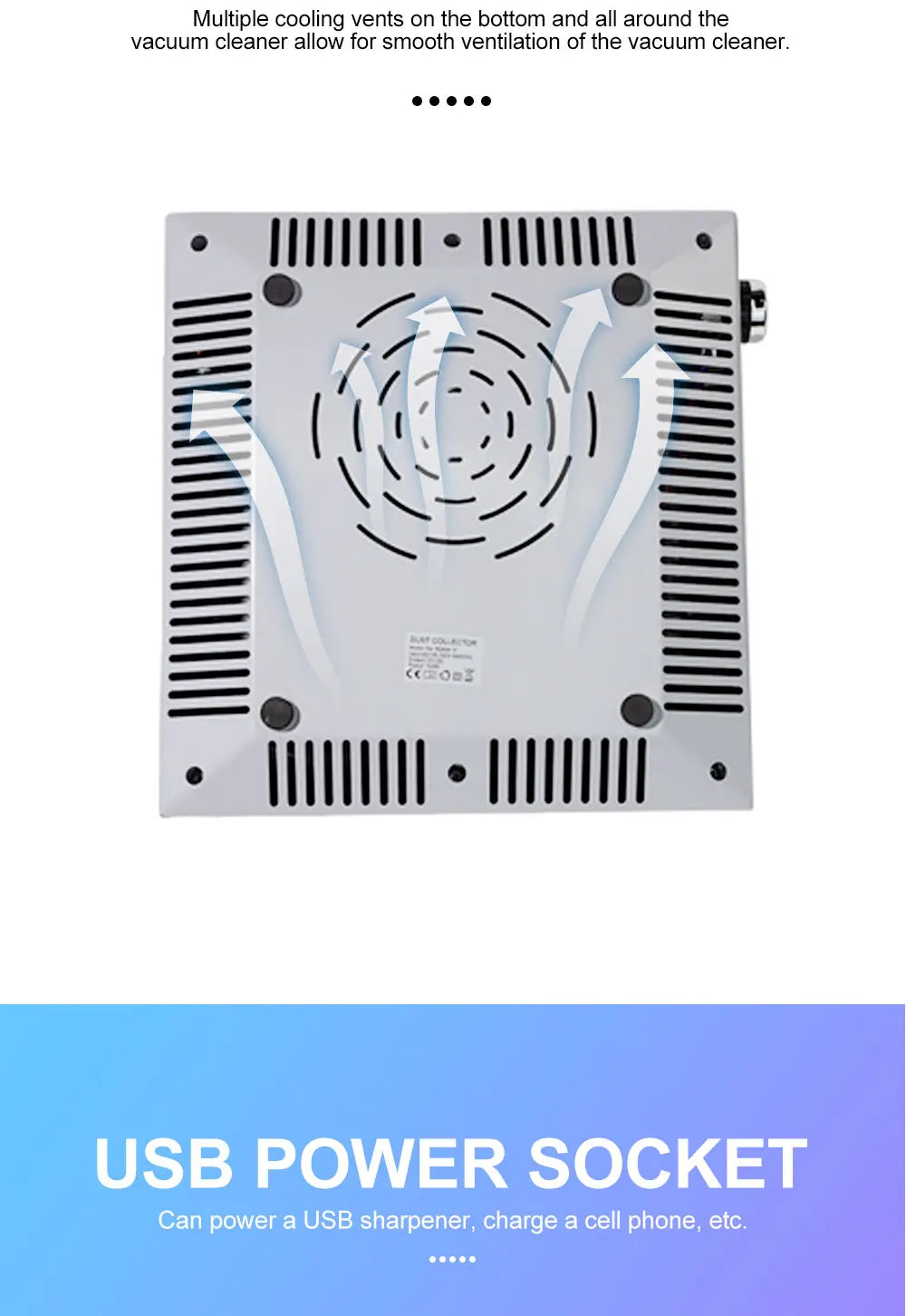 100W Powerful Nail Dust Collector Absorber for Manicure Low Noise Professional Nail Vacuum Cleaner Dust Extractor for Acrylic