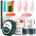 Kit professionnel de gel de construction - 3 couleurs (transparent, rose, nude) avec outils