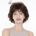 Strongbeauty Short Wavy Auburn Brown Synthetic Hair Thick Wig Full wig for Women