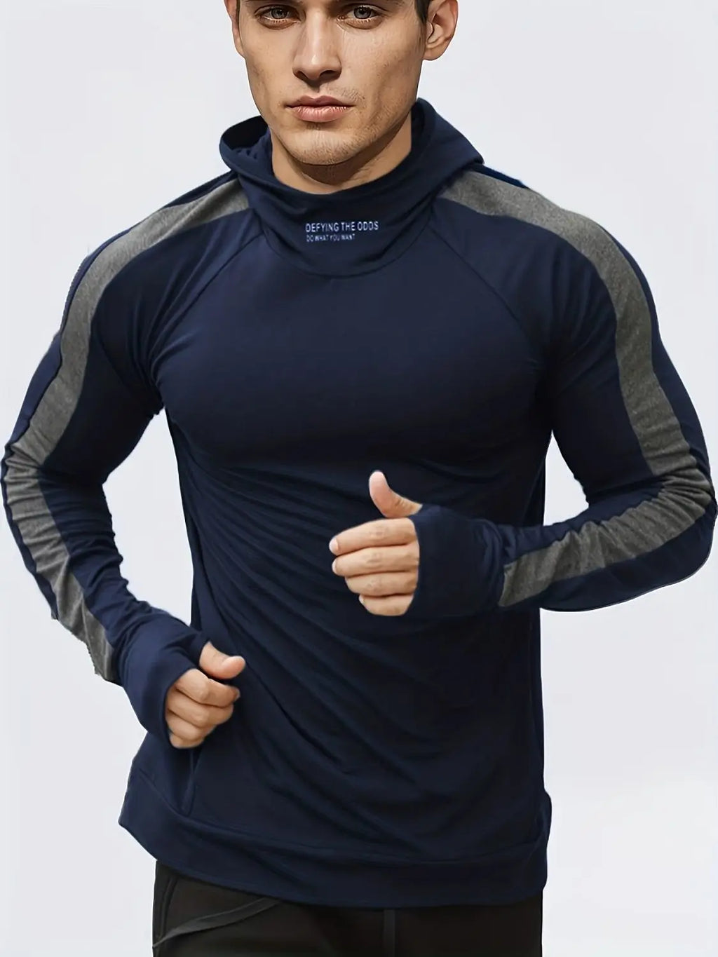 Men's Sports Hooded Quick-drying Breathable Cool Tight Outdoor Fitness Long-sleeved T-shirt