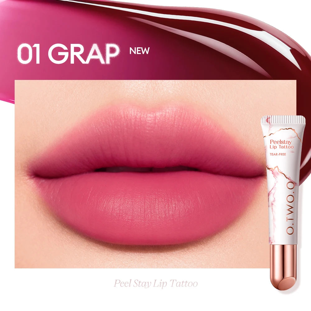 O.TWO.O Lip Stain Lip Tattoo Peel-off Highly Pigmented 48h Color-lock Waterproof Nourish Care Peel-off Lip Tint Lipstick Makeup
