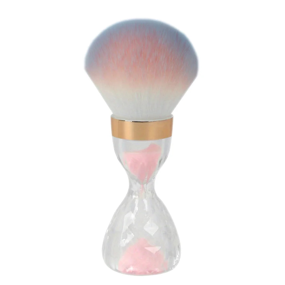Pinceau à poussière pour ongles, manche en forme de sablier, pour enlever la poudre, brosse douce pour manucure et accessoires pour ongles en gel