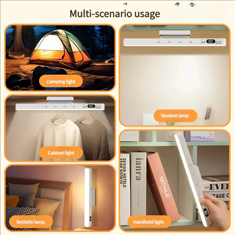 Lampe de table tactile intelligente, lampe de bureau magnétique avec batterie intégrée de 2000 mAh, lampe de chevet rechargeable avec miroir et lampe de lecture intégrée.