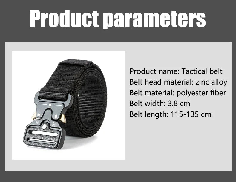 Ceinture tactique unisexe de style militaire pour le travail, la randonnée et les travaux de précision. Ceinture porte-arme avec boucle métallique robuste à dégagement rapide.