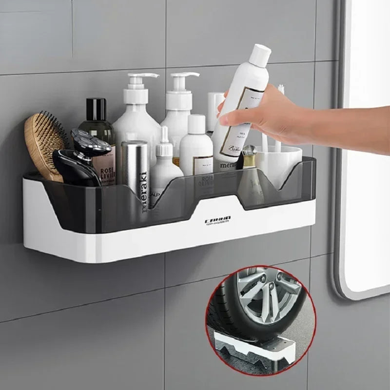 Bath Accessories Home Organizer Shower Shelves Wall Mount Bathroom Shelf WC Shampoo Holder Kitchen Storage Basket Cosmetic Rack