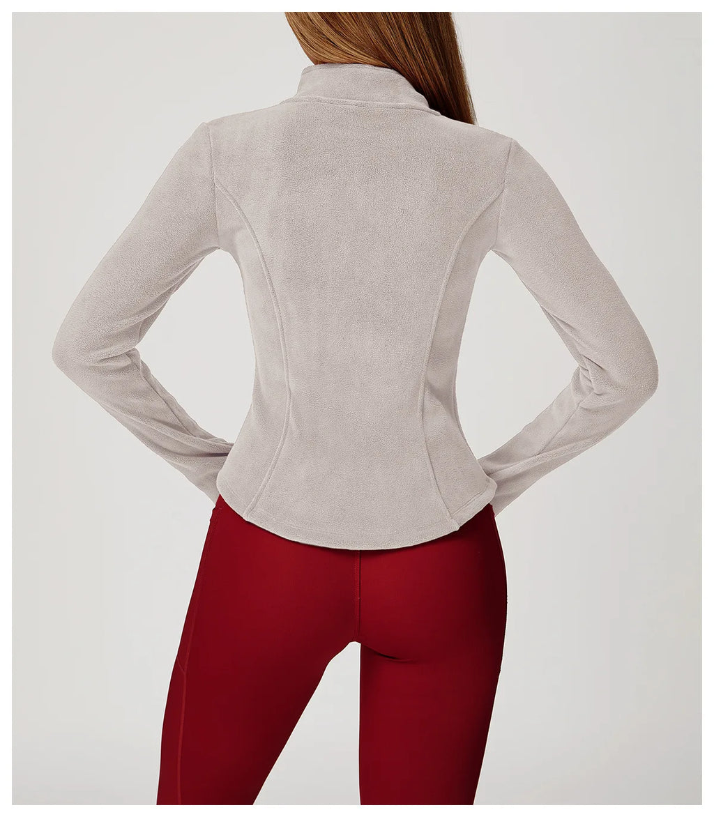 Sports Jacket Long Sleeve Women Zip Fitness Yoga Shirt Winter Warm Gym Top Activewear Running Coats Workout Clothes For Cycling