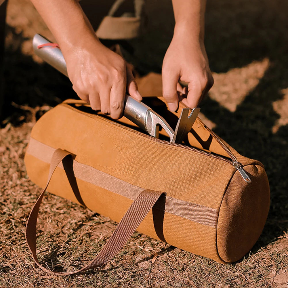 Camping Tools Storage Bag Large Capacity Cylinder Tent Stake Bag Lightweight Tent Peg Ground Nail Holder Bag for Outdoor Camping