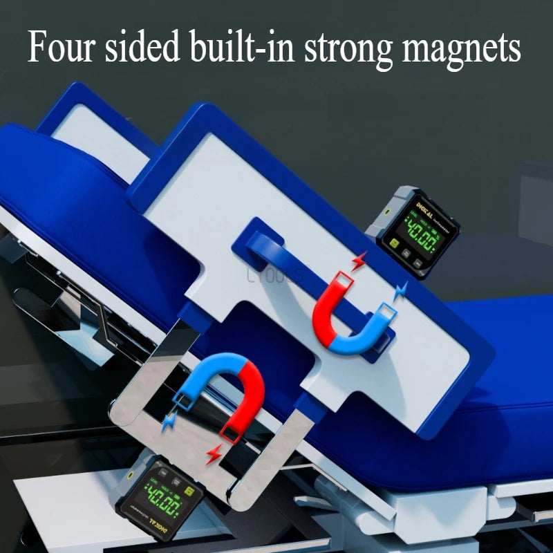 Outils pour le travail du bois : inclinomètre magnétique à double laser 4 faces, instrument de mesure d'angle numérique avec niveau laser de mesure d'inclinaison