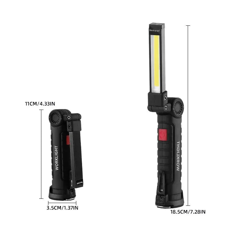 Lampe torche LED de camping rechargeable USB, lampe de travail magnétique avec crochet, étanche, mode d'éclairage adapté au travail de nuit.