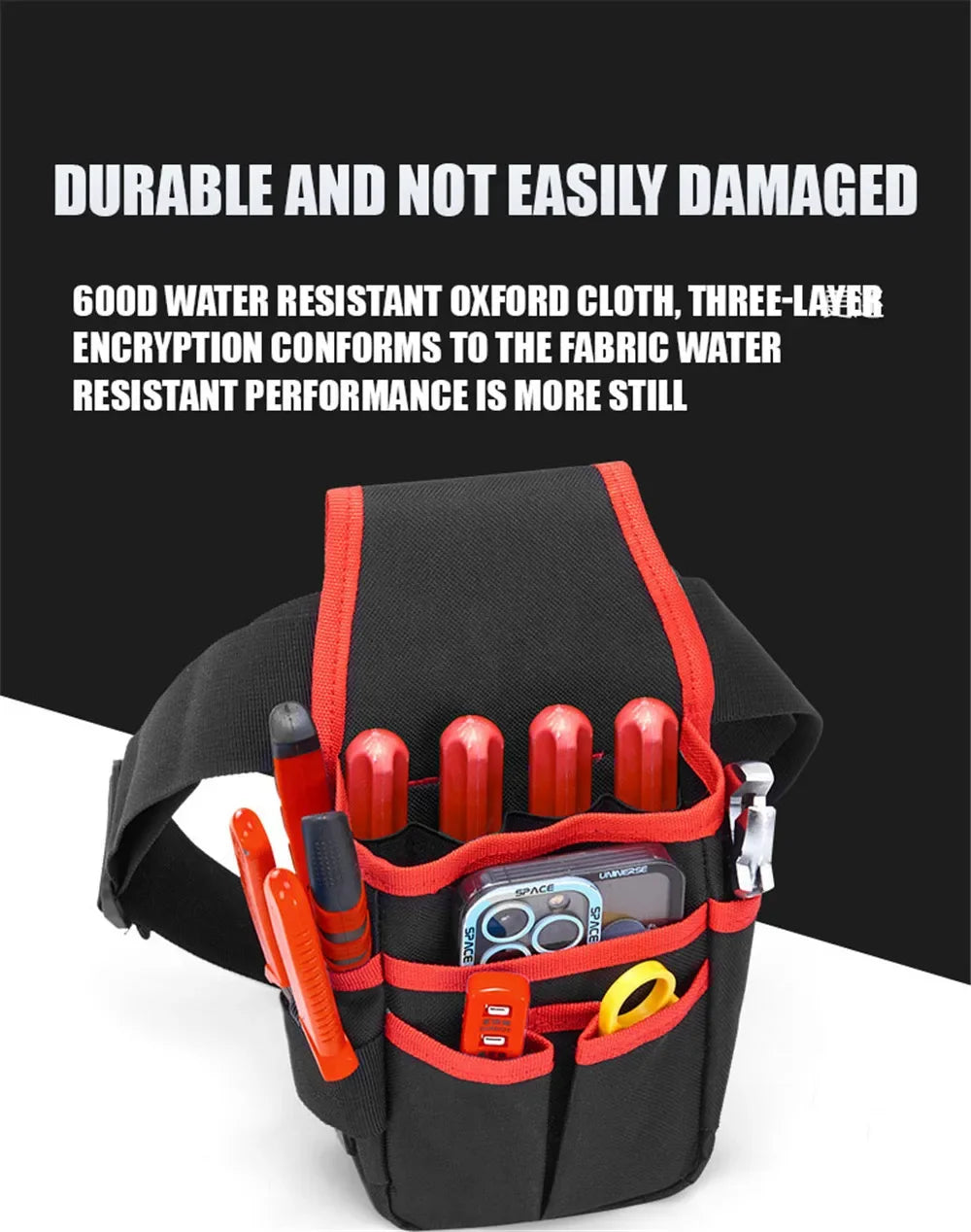 Sacoche ceinture à outils professionnelle - Pochette de rangement à 8 poches pour électriciens