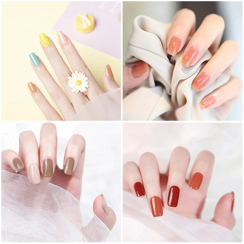 Kit de vernis à ongles semi-permanent avec lampe UV/LED et outils de manucure.