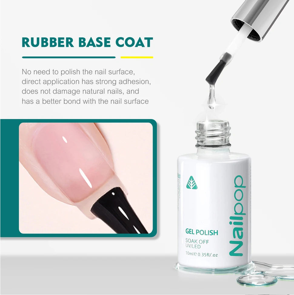 NAILPOP Vernis de finition sans résidu, base, primer, vernis gel UV, rehausseur de design, gel de renforcement, gel semi-permanent, outil de nail art UV/LED