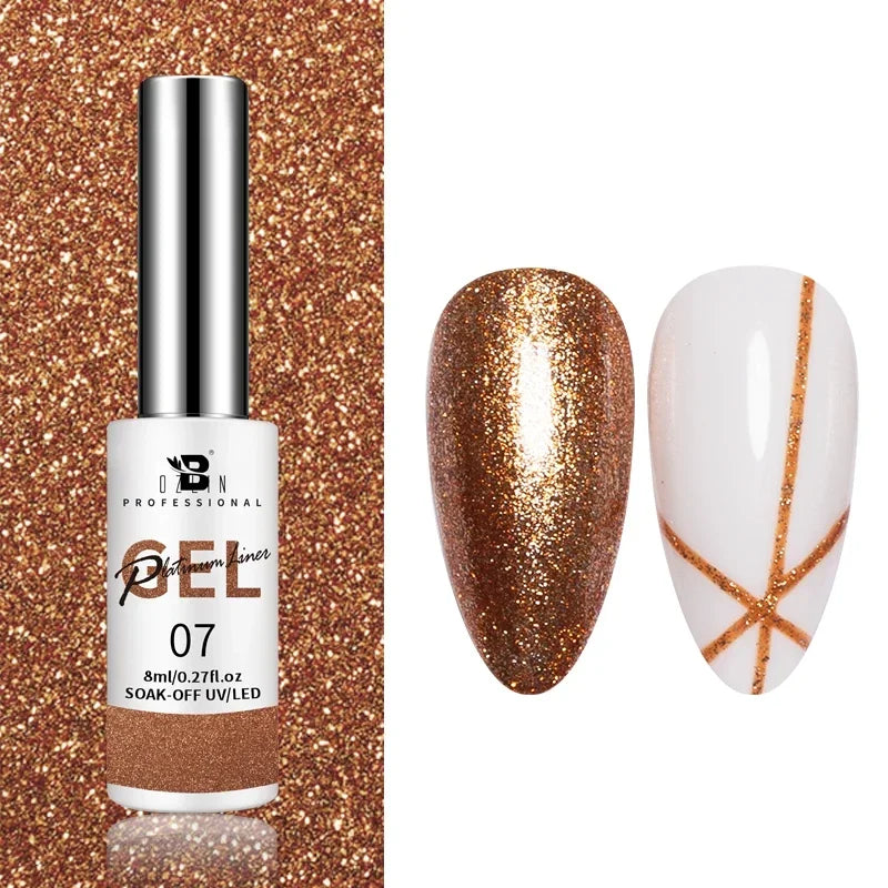 5ML Gold Silver Metallic Liner Paint Gel Polish Chrome Mirror Metal Effect Super Bright French UV LED Semi Permanent Nail Gel