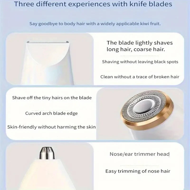 3-in-1 Electric Hair Removal Set - USB Rechargeable Trimmer for Nose, Body & Face