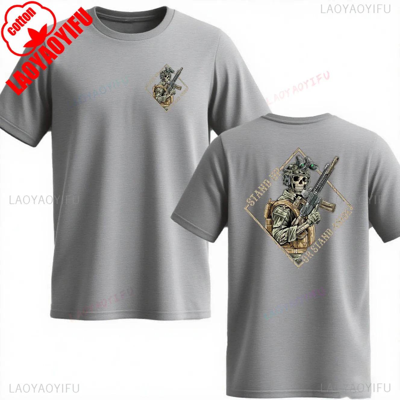 Stand Up or Stand Aside Military T-Shirt - Warrior Skeleton Graphic Tee